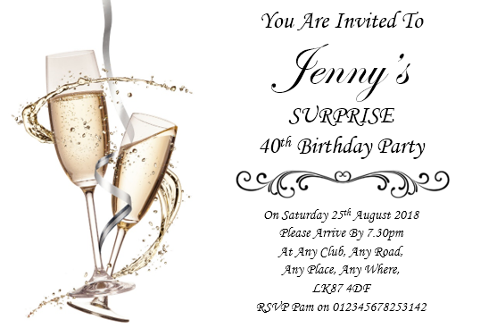 SURPRISE personalised birthday party invitation REF BD32 can be made for any age