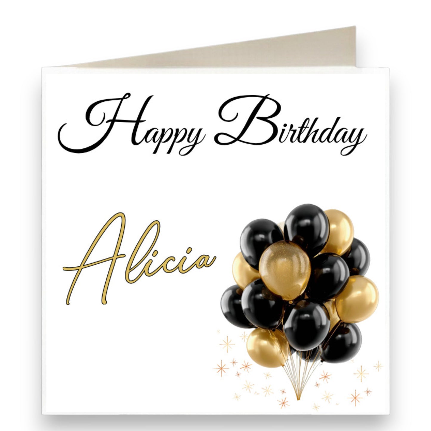 Personalised Black & Gold Balloon Birthday Card Ref CB13