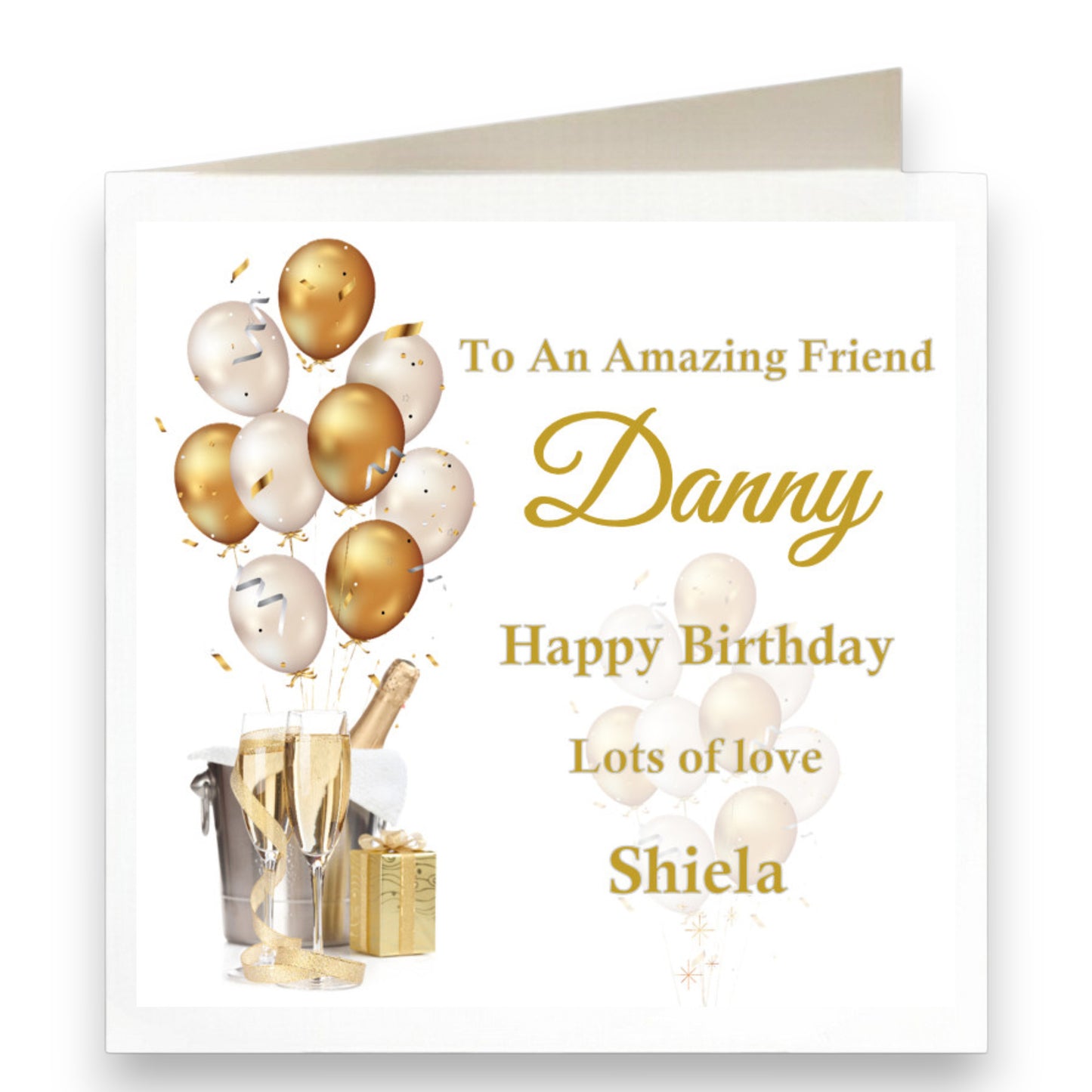 Personalised Gold Balloon Birthday Card Ref CD31