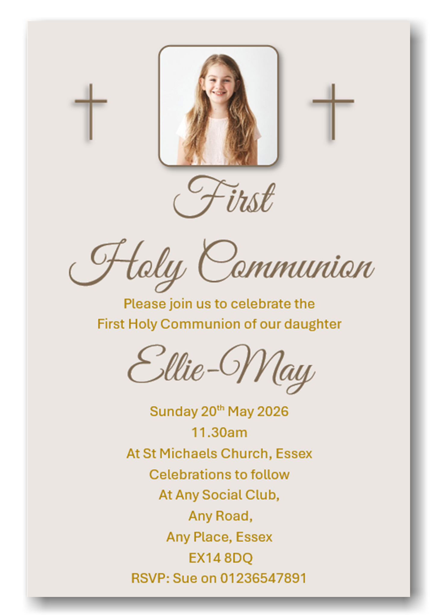 Beautiful Boys or Girls First Holy Communion Invitation With Photo on Ref CM19