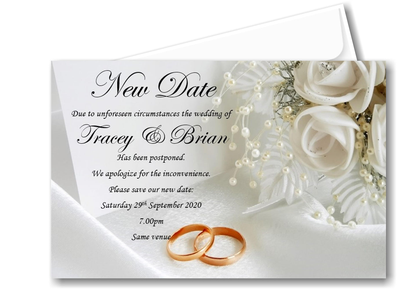 Personalised change The Date Cards Ref ND10 Wedding floral design