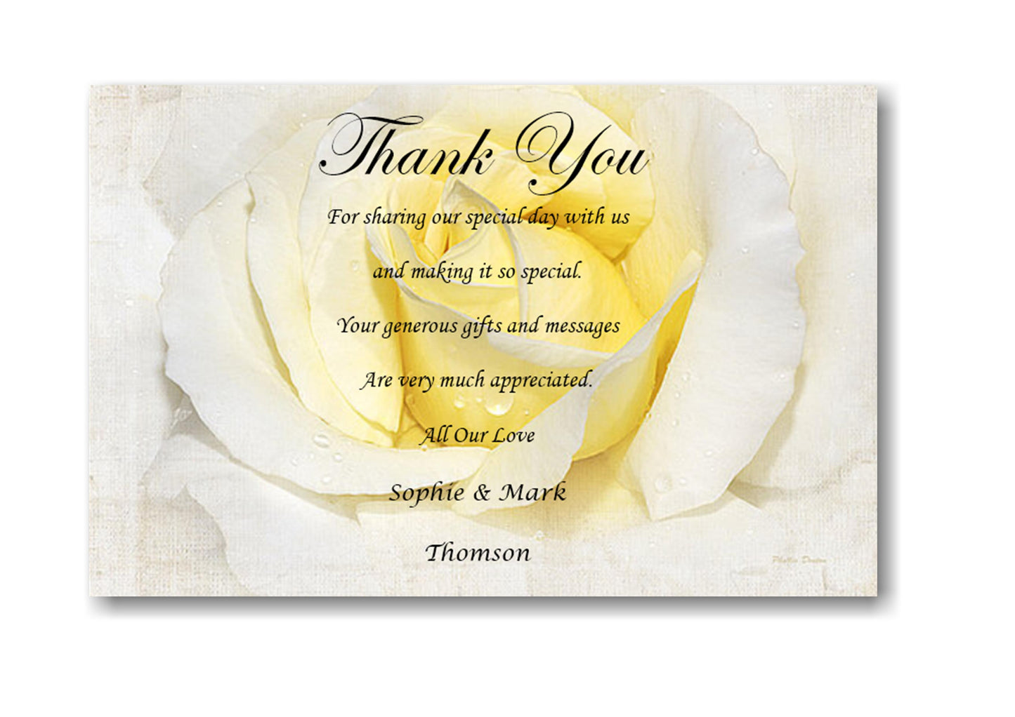 Wedding Thank you Cards In a classic lemon rose design a beautiful way to "Thank you" Ref W7