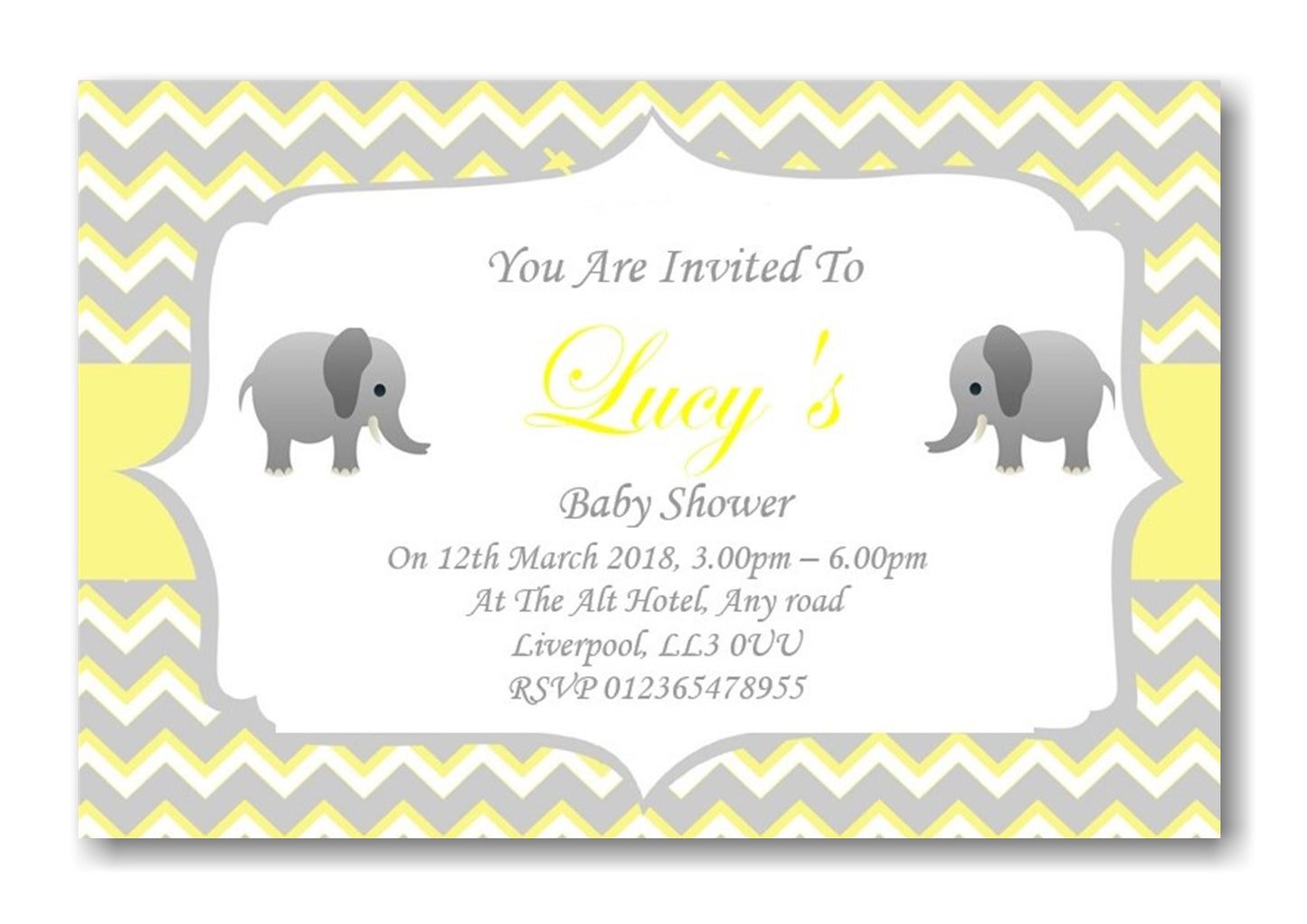 Beautiful Baby Shower Invitations white lemon and grey design a truly timeless design Ref B2