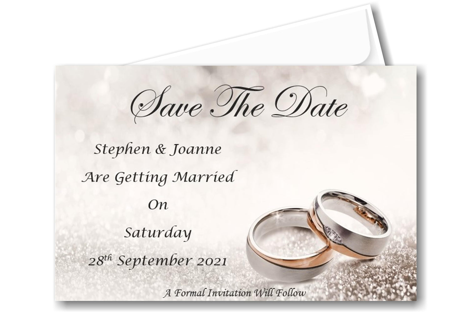 Save The Date Cards Ref SD52 A classic wedding wing design with a fancy font