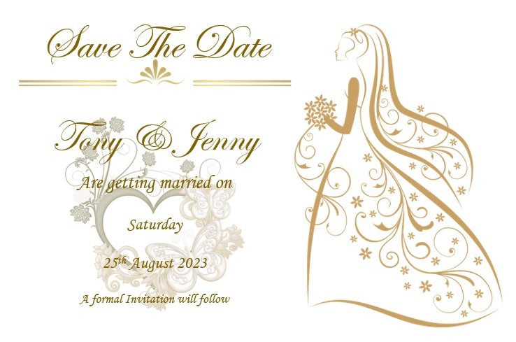 Save The Date Cards Ref SD53 A classly design with a fancy font with bride to be