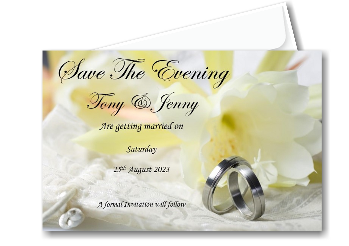 Save The Evening Cards Ref SE6 Lemon floral with wedding rings