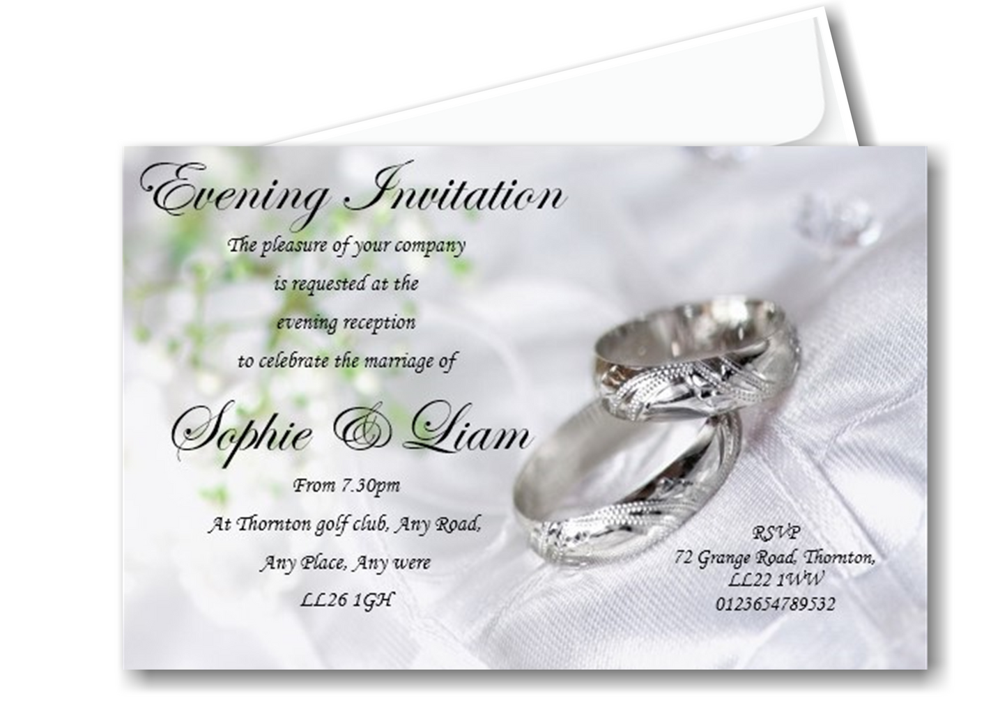 Wedding Day Evening Invitation Ref WE-S a bold stunning design