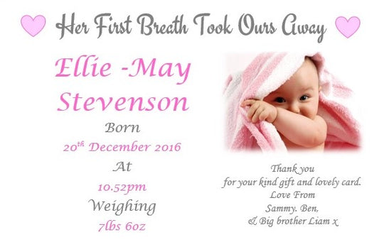 Stunning Pink Baby Annoucement cards, with photo a lovely keepsake Ref AC22 pink
