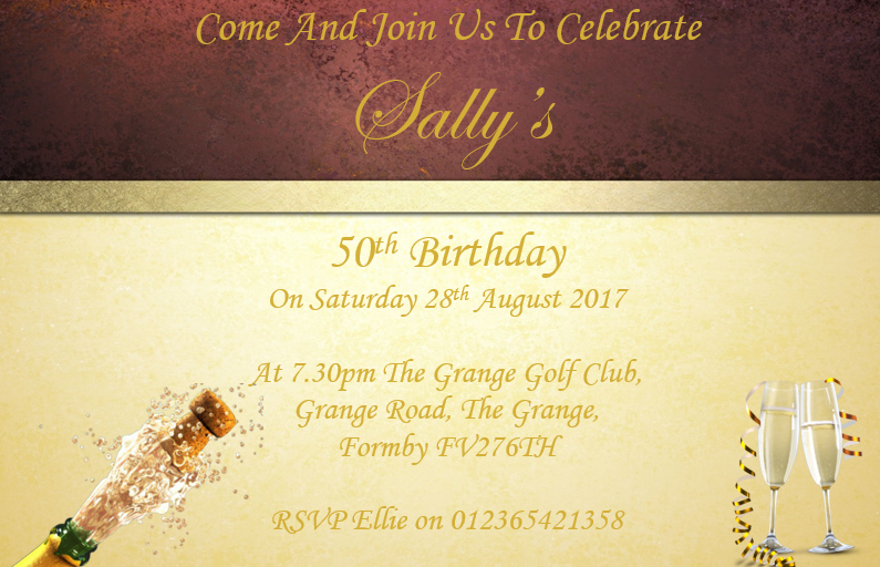 Beautiful Personalised birthday party invitation REF B104 can be made for any age & surprise can be added