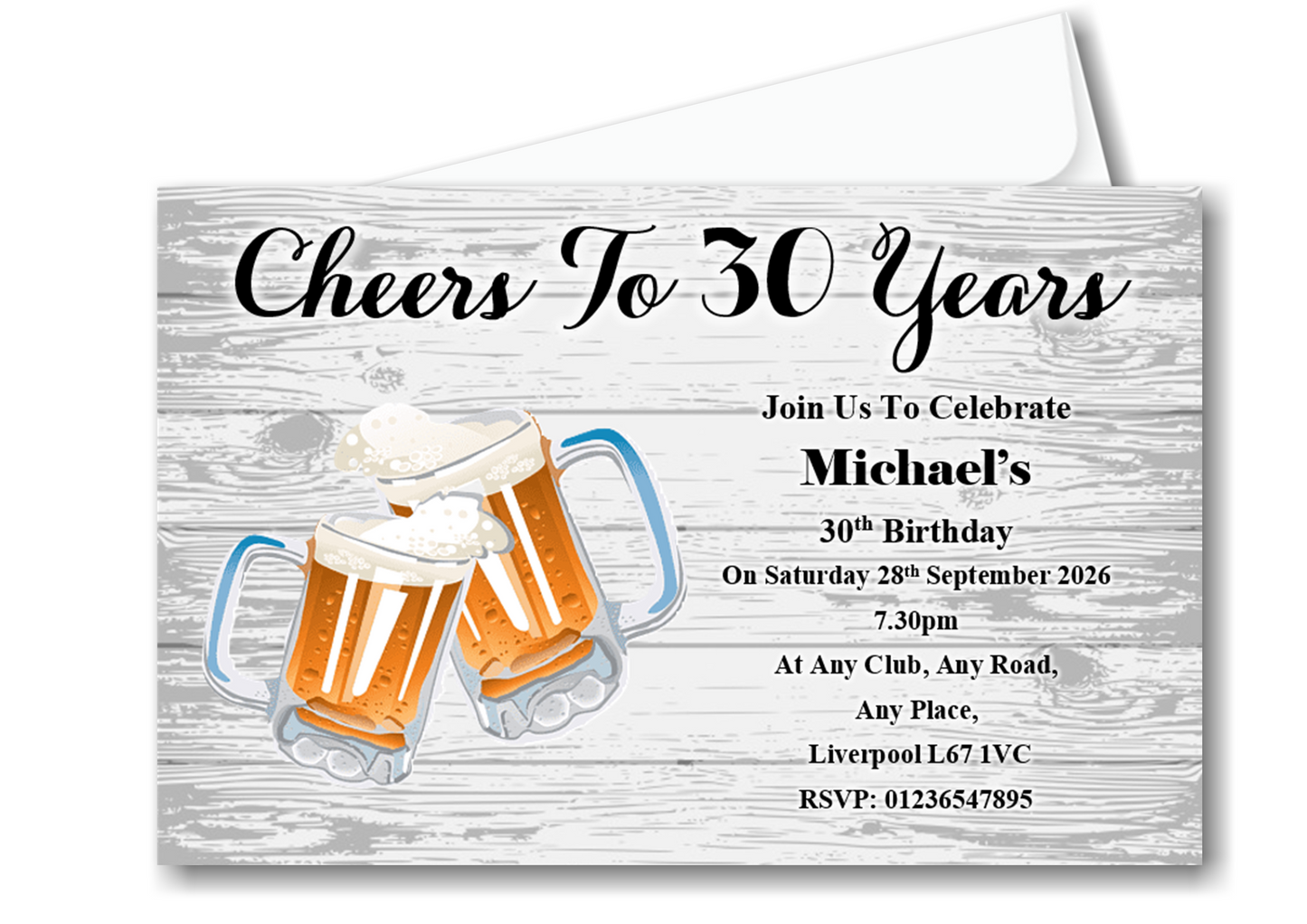 "Cheers To The Years" Birthday Party Invitations Surprise Can Be Added Ref B117