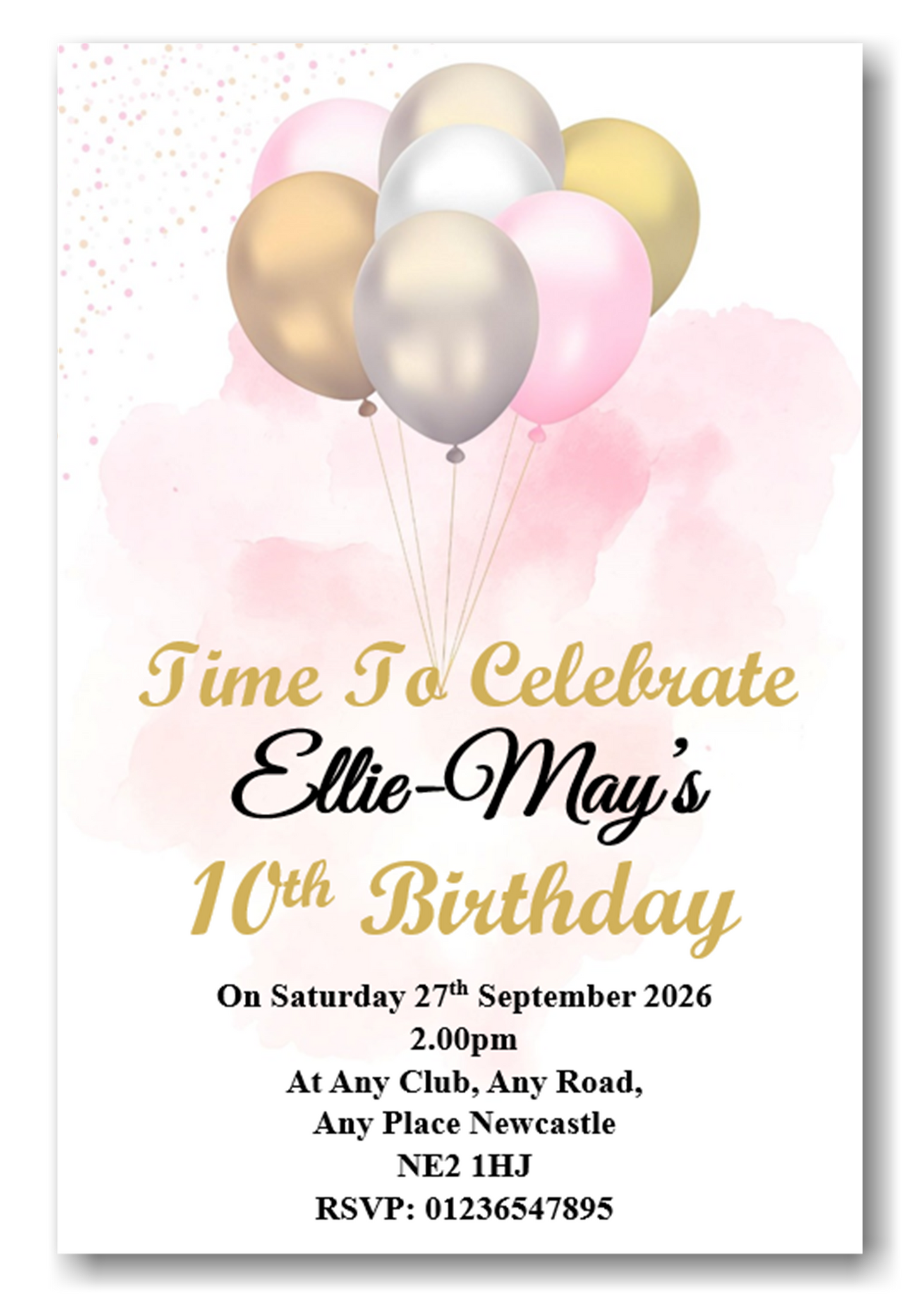 Personalised Classic Balloon Birthday Party Invitations Ref BD105