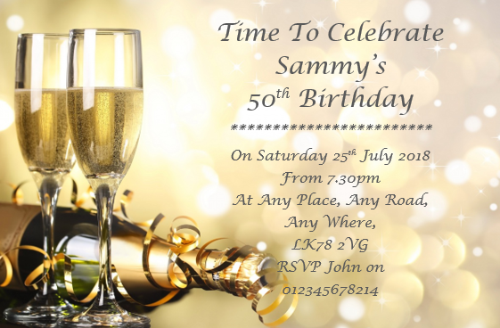 Beautiful personalised birthday party / celebration invitation REF BD30 can be made for any age, surprise can be added