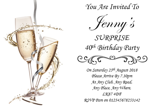SURPRISE personalised birthday party invitation  REF BD32 can be made for any age