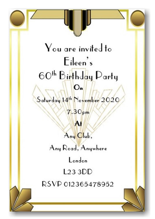 1960's style personalised birthday party / celebration invitation REF BD85 can be made for any age, surprise can be added
