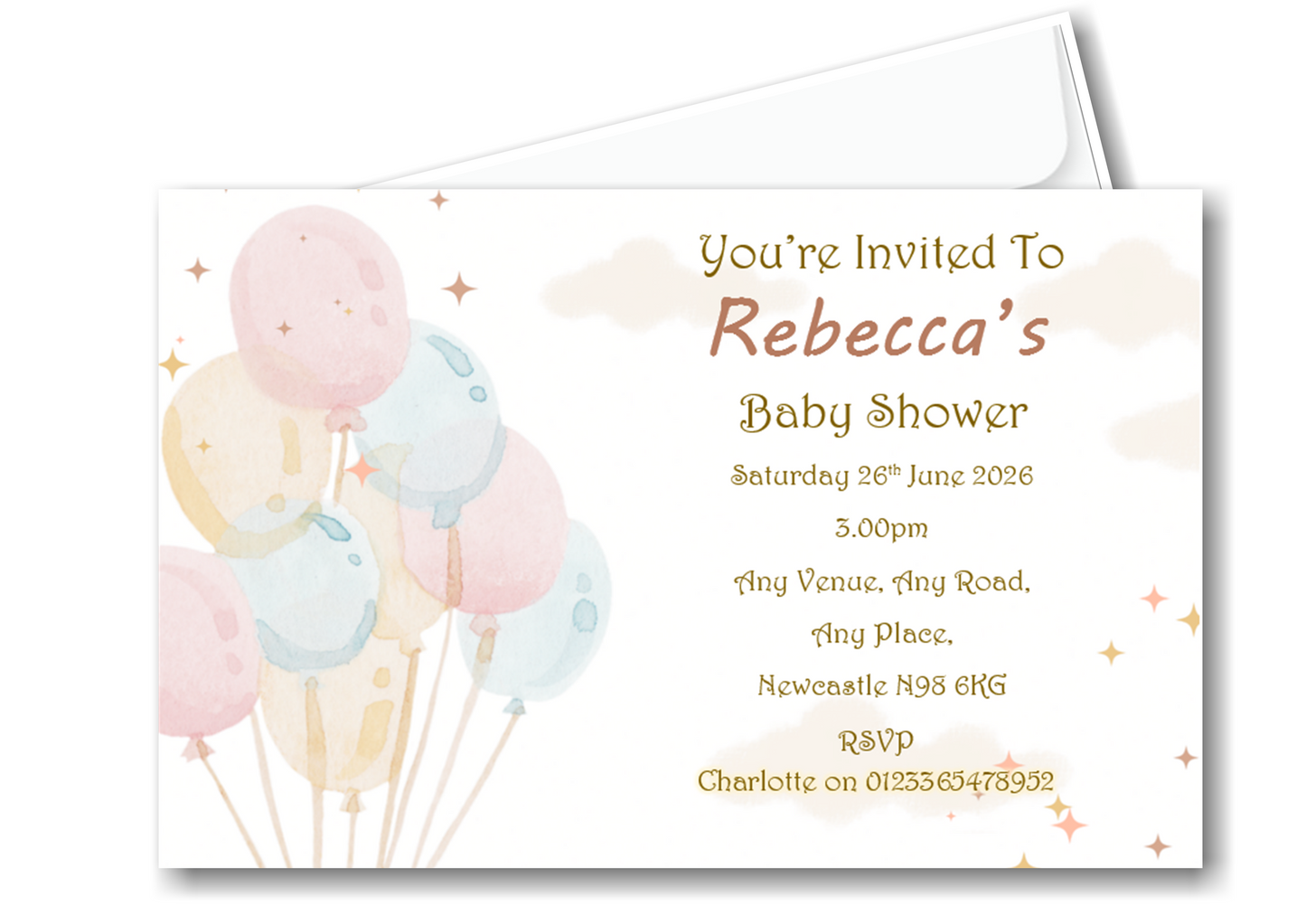 Super Cute Pastel Baby Shower Invitations Ref BS29