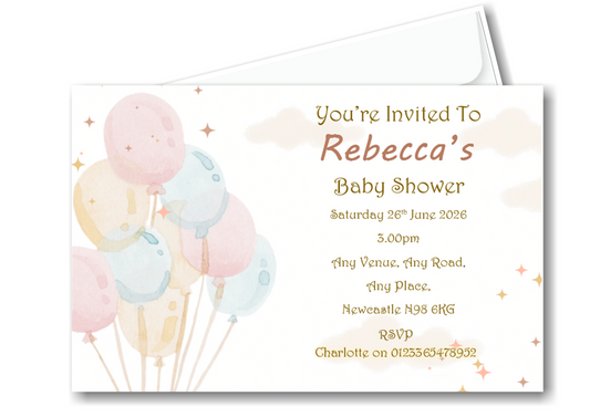Super Cute Pastel Baby Shower Invitations Ref BS29