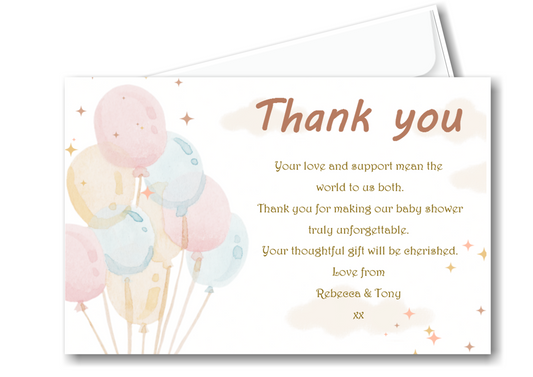 Beautiful Super Cute Baby Shower Thank You Cards Ref BST6