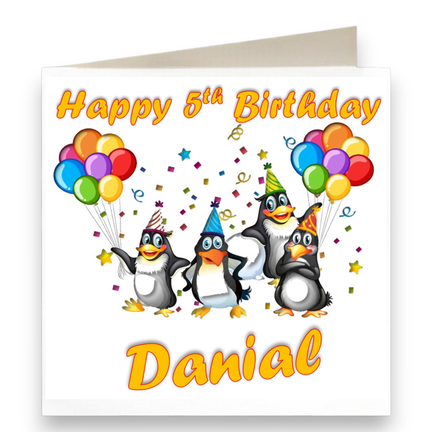Personalised Party Penguins Birthday Card Ref CB17