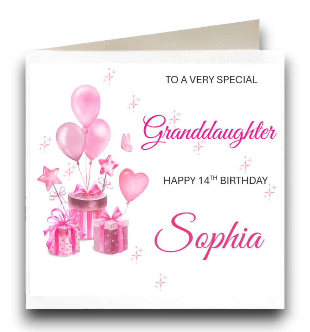 Personalised Pink Balloon Birthday Card Ref CB22