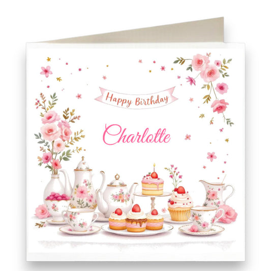 Personalised Tea Party Birthday Card Ref CB3