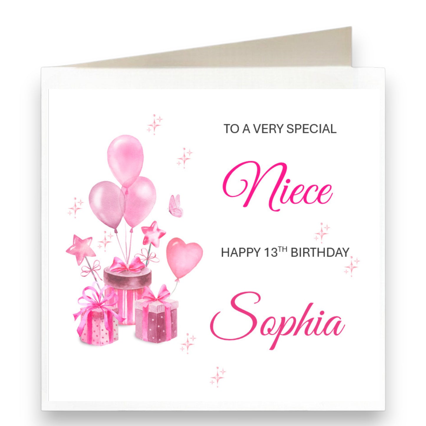 Personalised Pink & White Birthday Card Ref CD14