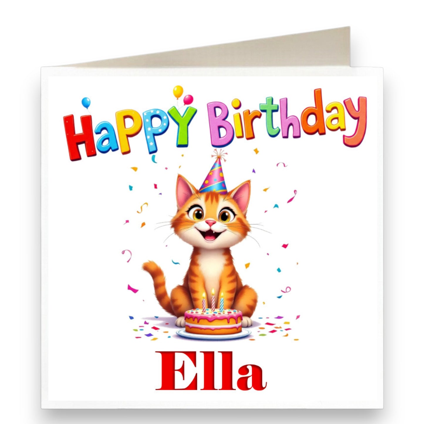 Personalised Cat Celebration Birthday Card Ref CD28
