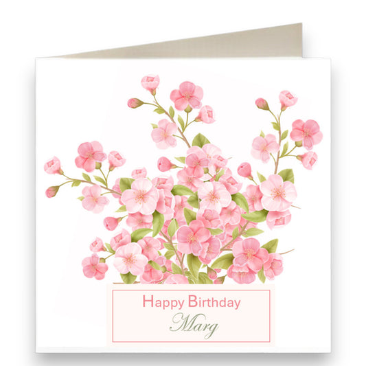Personalised Pink Floral Birthday Card Ref CD32