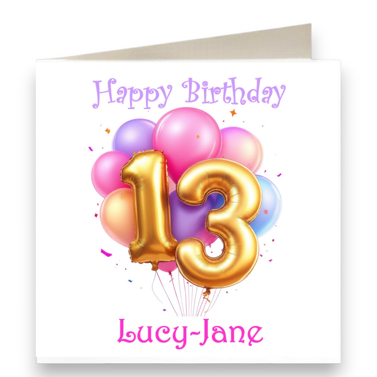 Personalised Pink & Lilac With Gold Numbers Birthday Card Ref CD5
