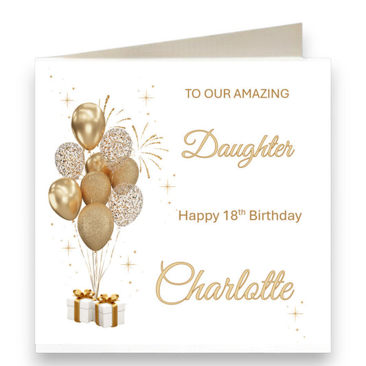 Personalised Gold & White Birthday Card Ref CD8