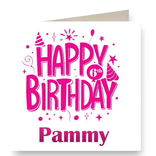 Personalised Pink & White "Happy Birthday" Birthday Card Ref CD9