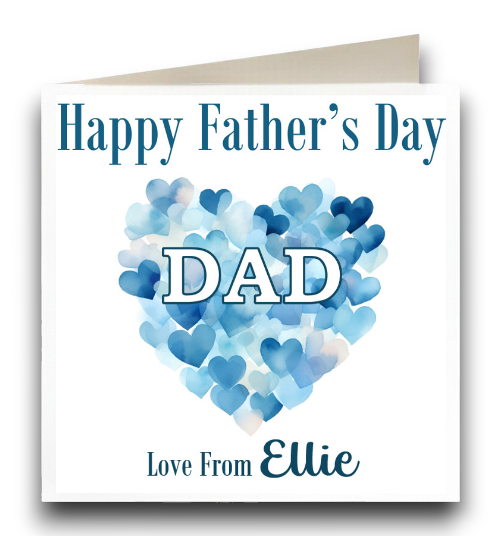Personalised Blue Heart Father's Day Card Ref CF2