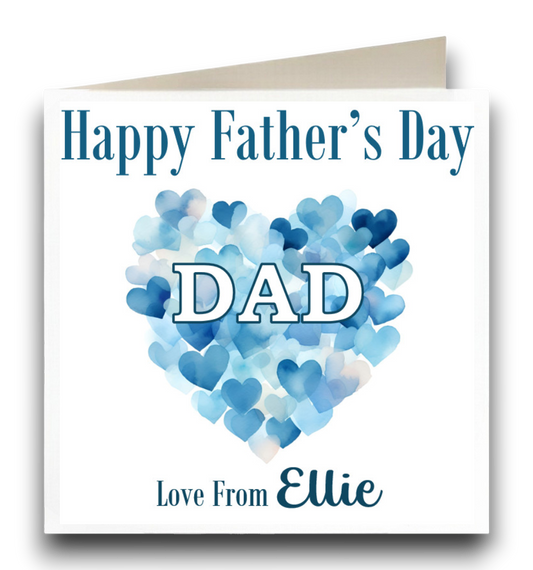 Personalised Blue Heart Father's Day Card Ref CF2
