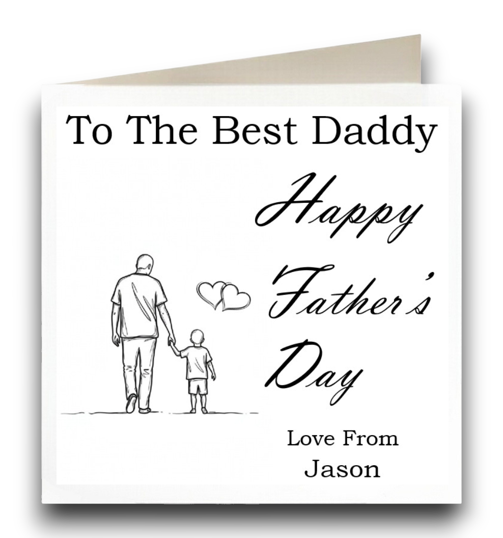 Personalised Holding hands (Son) Father's Day Card Ref CF3