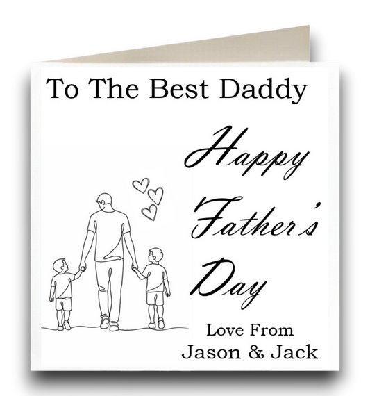 Personalised Holding hands (son & daughter) Father's Day Card Ref CF4