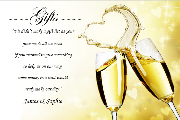 Honeymoon Funds guest gifting card Ref MY6 Golden colour for that classy rich look