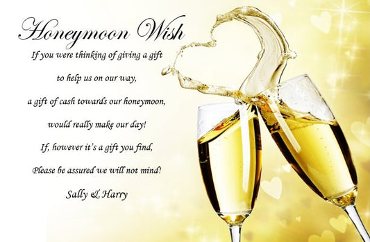 Honeymoon Funds guest gifting card Ref MY7 A classic timeless look