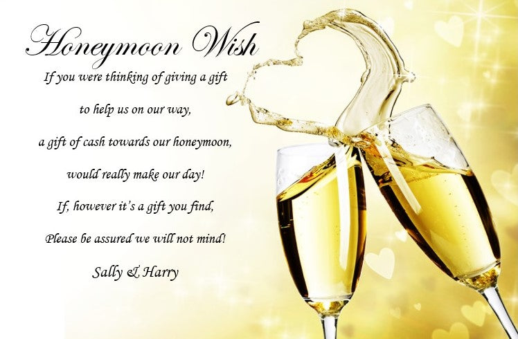 Honeymoon Funds guest gifting card Ref MY7 A classic timeless look
