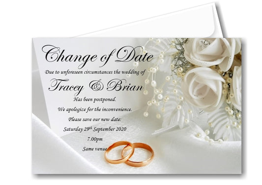 Personalised change The Date Cards Ref ND11 Wedding floral design