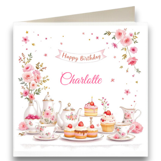 Personalised Tea Party Birthday Card Ref CB3