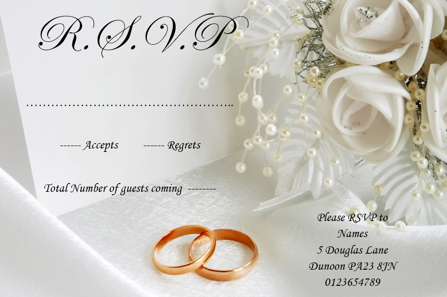 Personalised RSVP cards Ref RS4 classy and timeless look