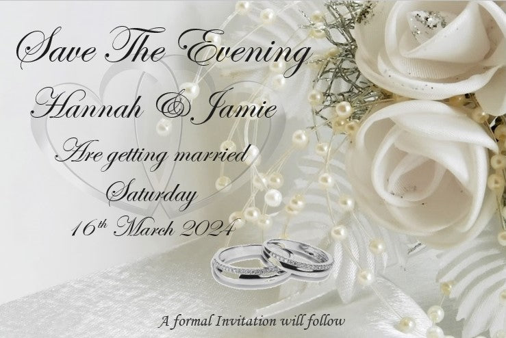 Save The Evening Cards Ref SE15 Floral with silver wedding rings