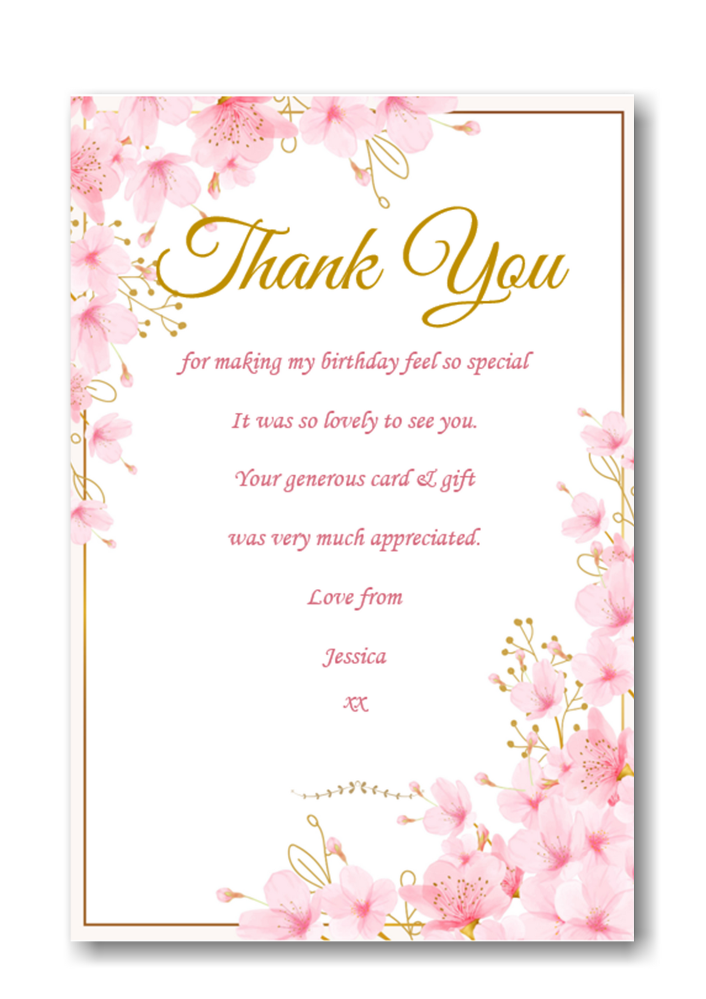 Beautiful Pink Floral Birthday Thank You Cards Ref TH34