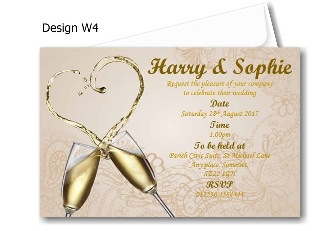 Wedding Day Invitation Ref W4 a bold bright design thats simply classy in its own right