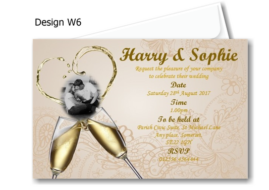 Wedding Day Invitation Ref W6 With photo on