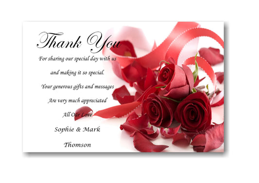 Stunning Wedding Thank you Cards Red Rose Design Ref W8