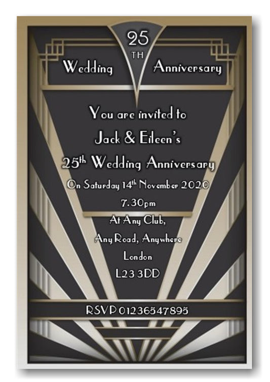 1960's Style Wedding Anniversary Invitations Personalised Can Be Made For ANY Anniversary REF WA6