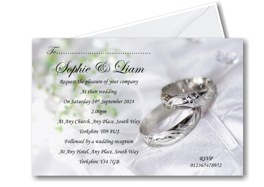 Personalised Wedding day write on invitations Ref WD7 Silver/Grey design
