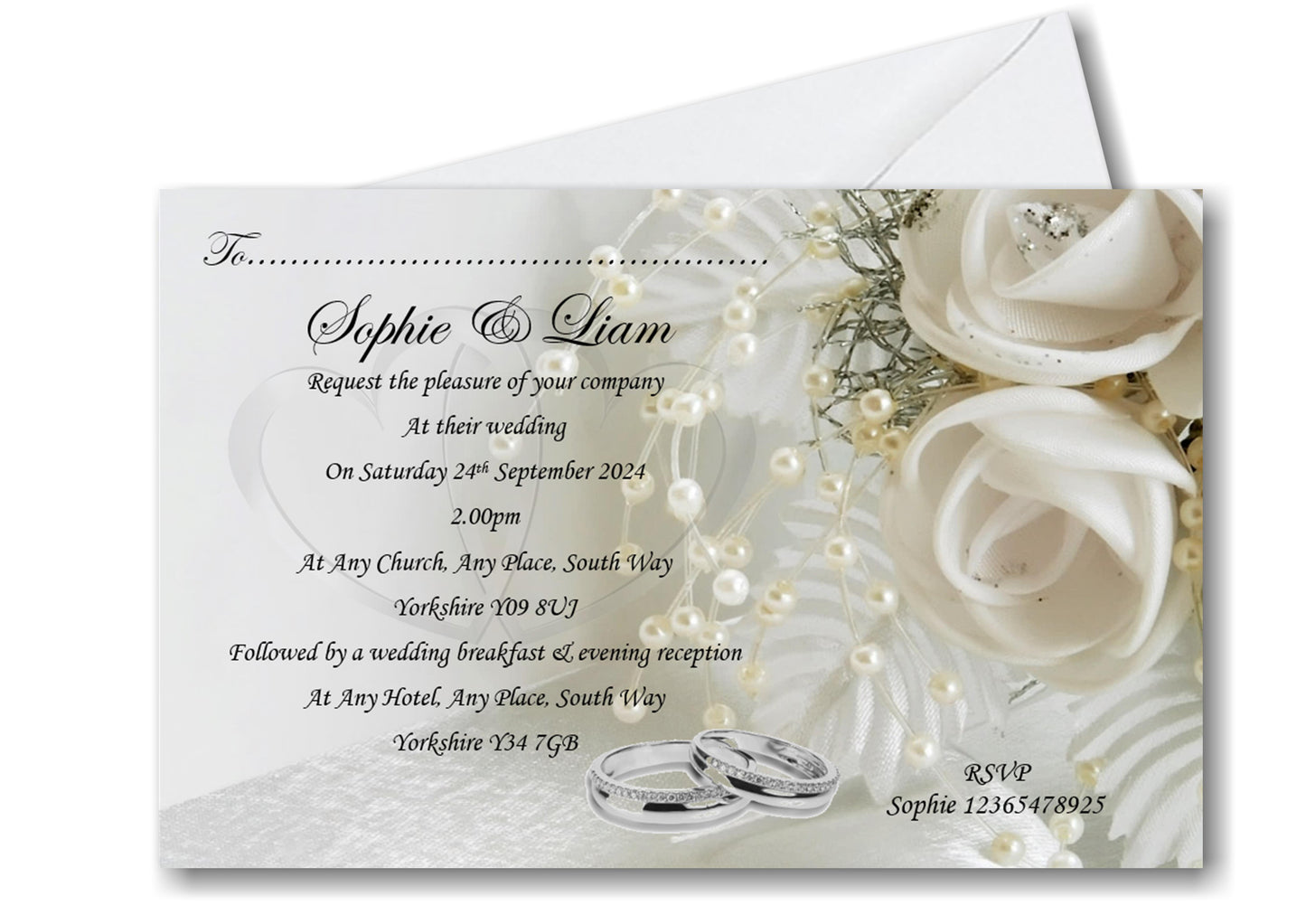 Personalised Wedding day write on invitations Ref WD8 A classic design that is always in style