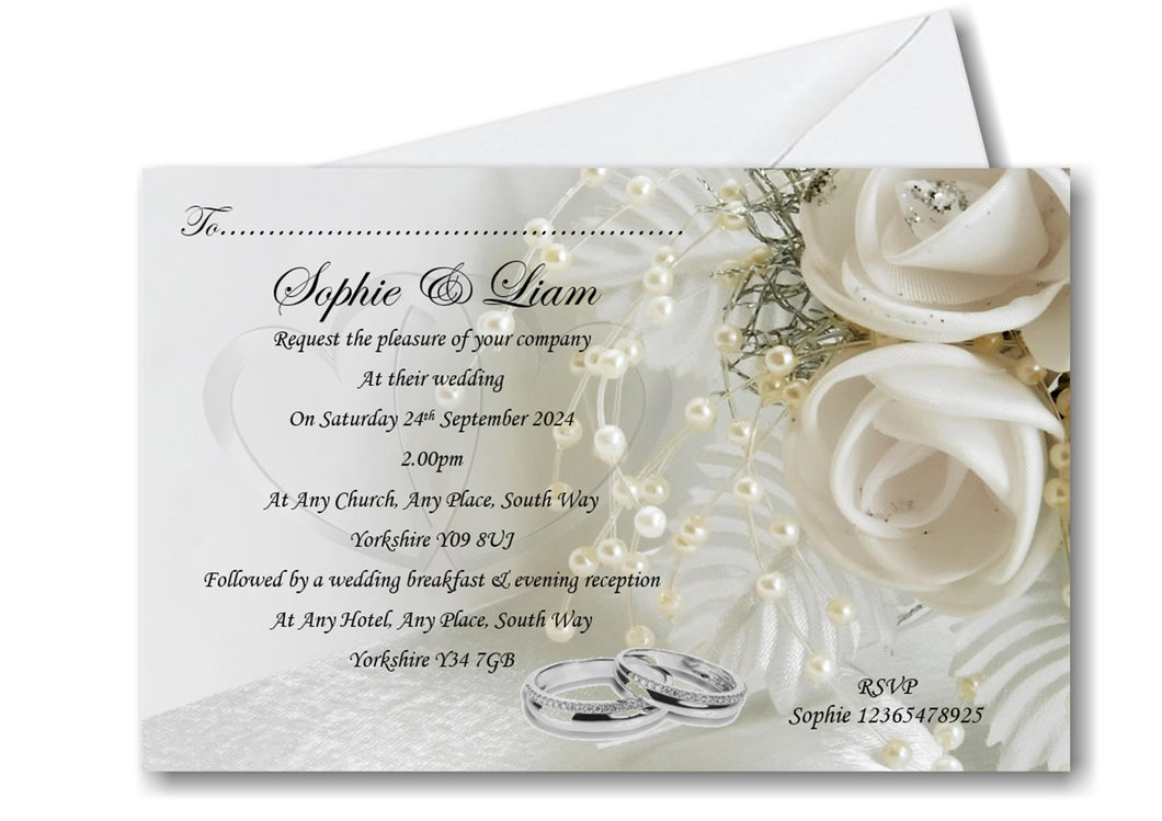 Personalised Wedding day write on invitations Ref WD8 A classic design that is always in style