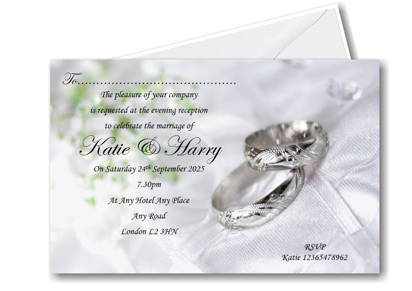 Beautiful Silver Write On Wedding Evening Invitation Ref WE7